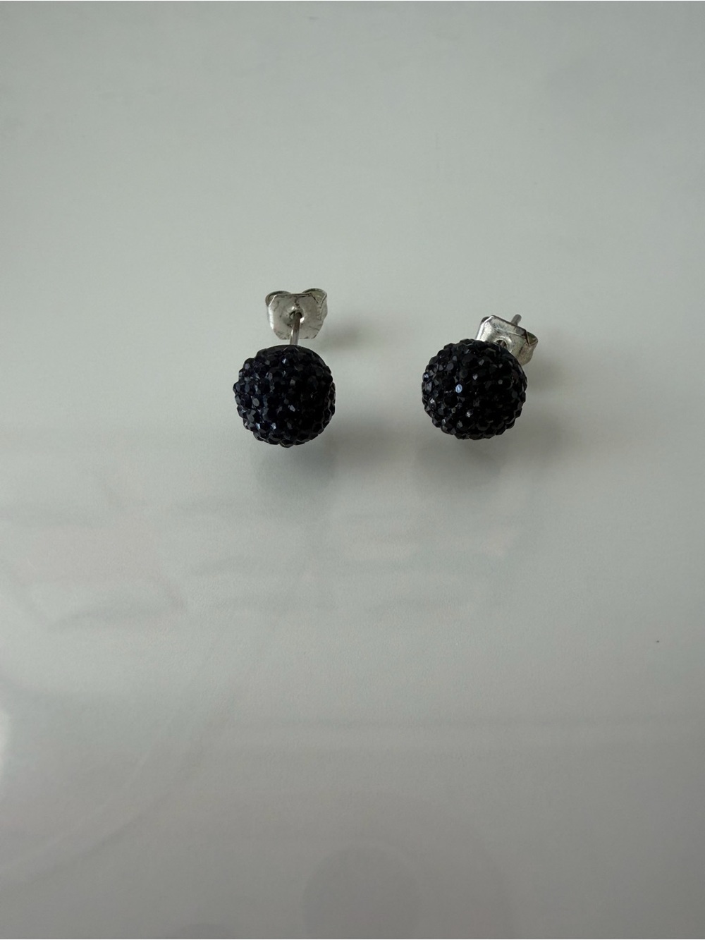 Black Crystal Ball Stud Earrings - Women Jewelry